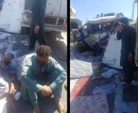 12 کشته و مجروح بر اثر برخورد اتوبوس مسافربری و کامیون خاور در محور ایرانشهر به سرباز+فیلم